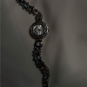 Elegant Silver Women's Watch with Gem Accents